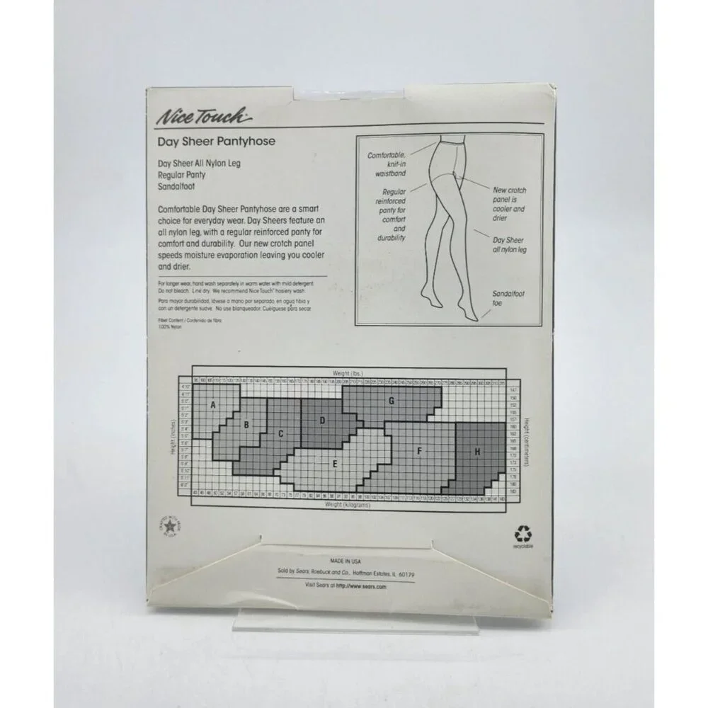 Sears Nice Touch Day Sheer‎ Hug-alon Regular Panty Sandal Foot Pantyhose Size C